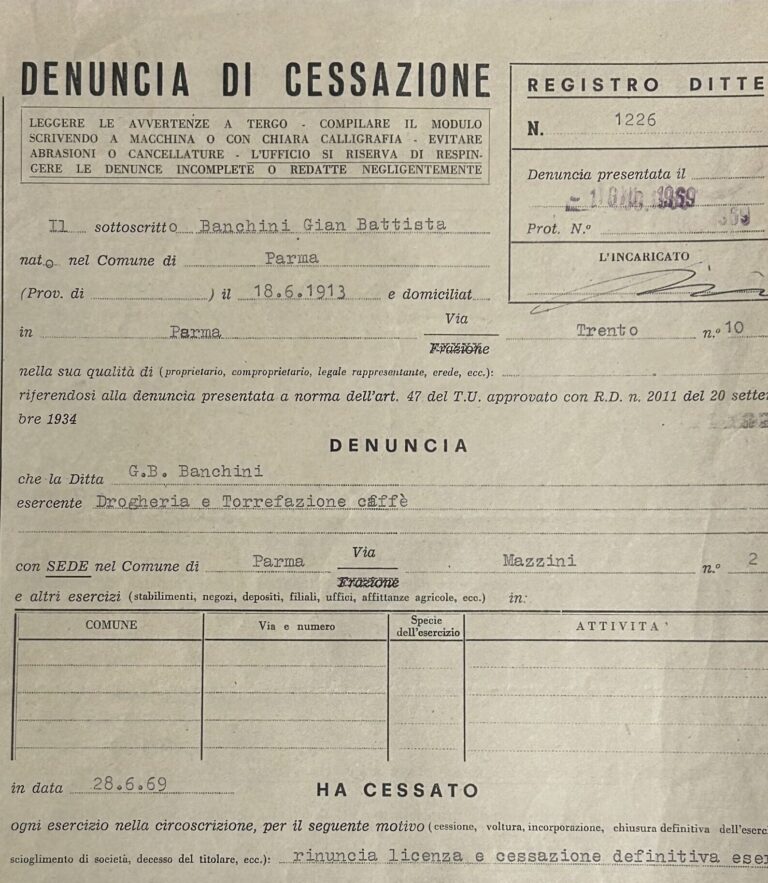 1969 La Banchini chiude dopo 90 anni continuativi di attività.