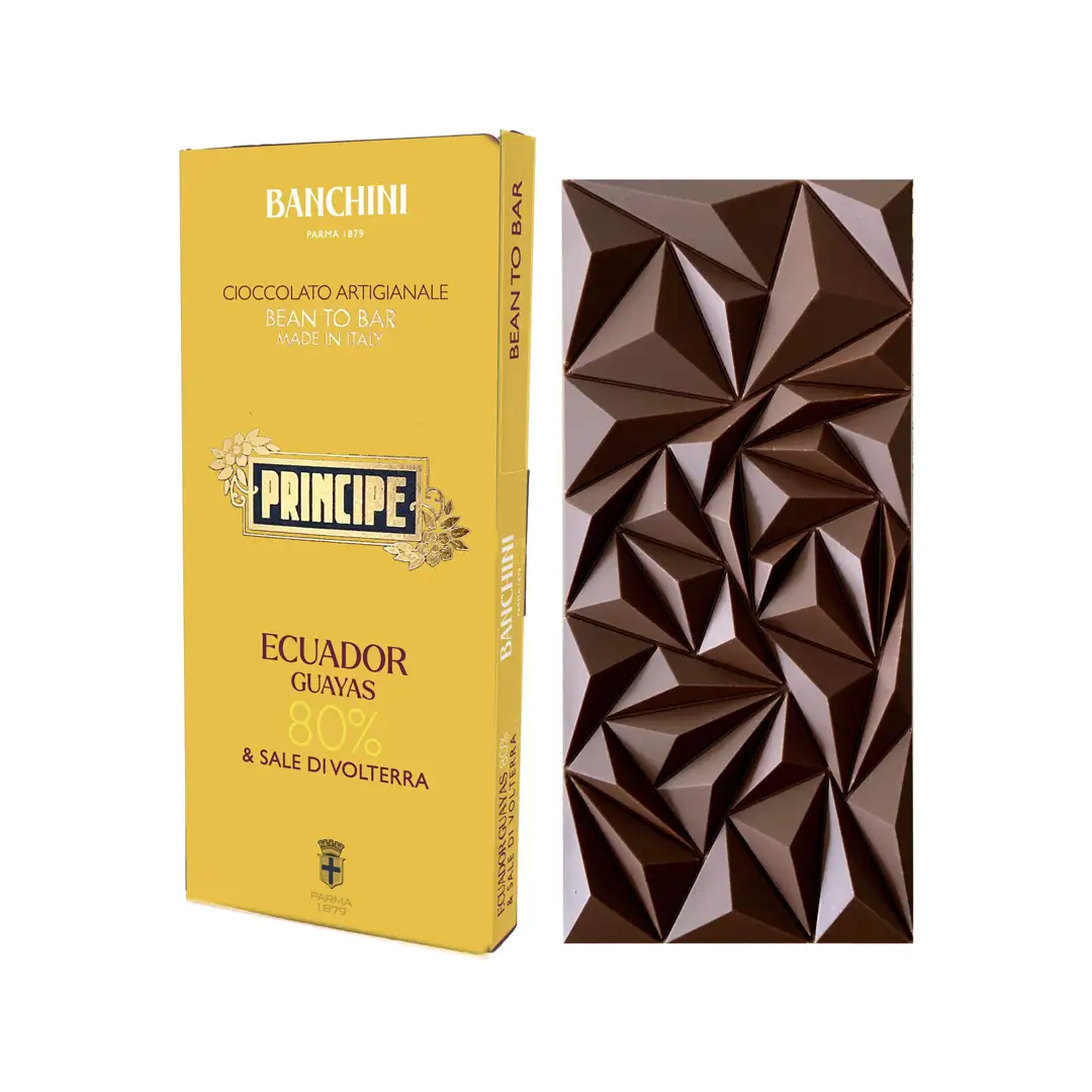 Tavoletta di cioccolato principe bean to bar - Ecuador Guayas 80% & sale di Volterra